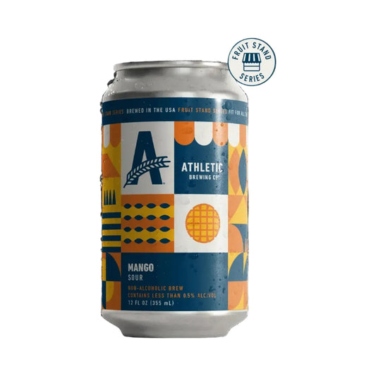 Athletic Brewing Co. can with colorful label on a white background