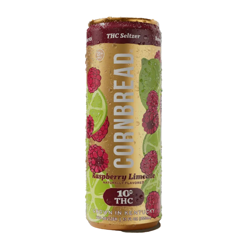 Cornbread THC Seltzer Raspberry Limeade can on a white background