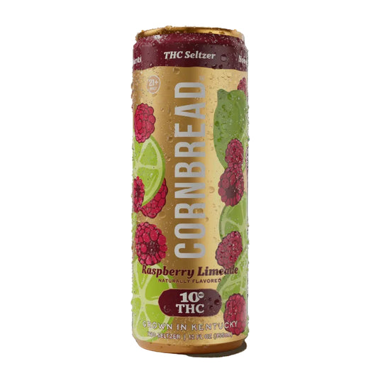 Cornbread THC Seltzer Raspberry Limeade can on a white background