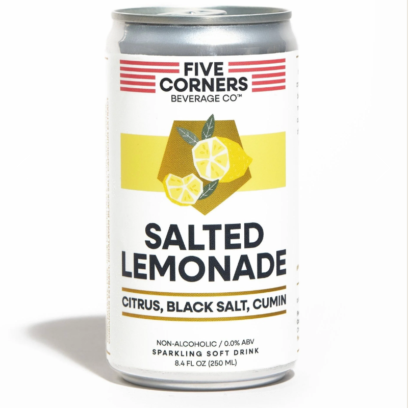 A 6.4 fl oz can of Five Corners Beverage Co.