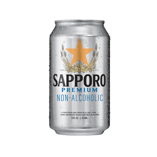 Sapporo Premium Non-Alcoholic beer can on a white background
