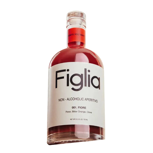 Bottle of Figlia non-alcoholic aperitivo on a light background