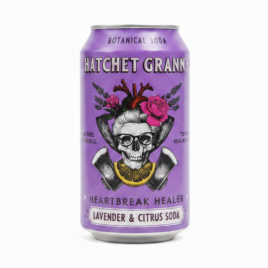 Hatchet Granny Heartbreak Healer Lavender & Citrus Soda can on white background